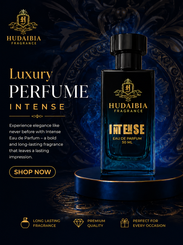 Hudaibia Intense Eau De Parfum for Men – 50ml | Long Lasting Premium Fragrance